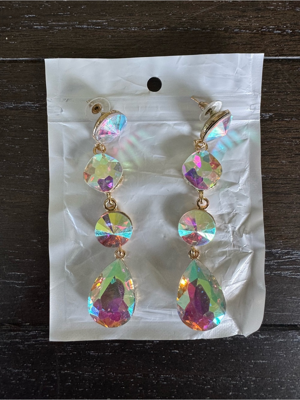 Aurora Crystal Drop Earrings - Iridescent
